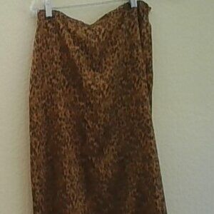Satin Brown Patterned Maxi Skirt